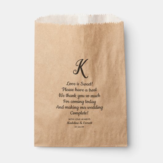 Sachets En Papier L'amour mariage est doux Treat Monogram Merci (Devant)