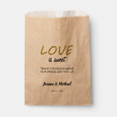 Sachets En Papier L'amour rustique est mariage de Merci en or doux (Devant)
