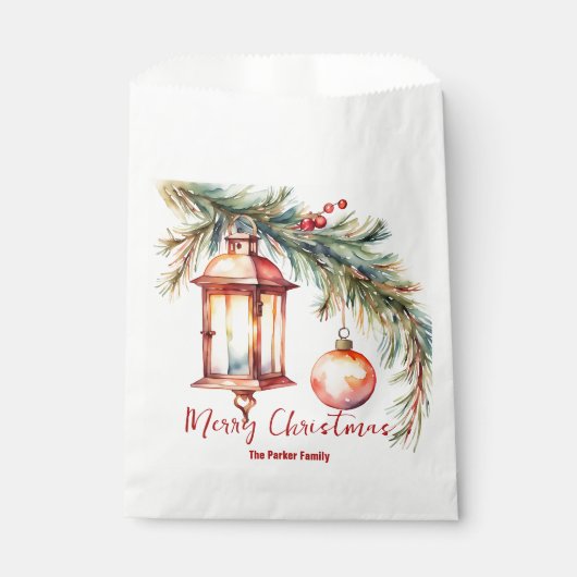 Sachets En Papier Lanterne avec pin et baies Holly Noël (Devant)