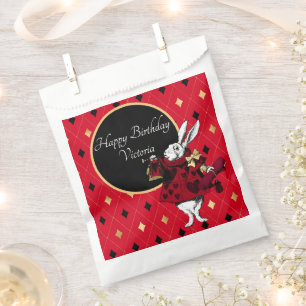 Sachets En Papier Lapin blanc à l'anniversaire rouge 