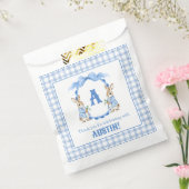Sachets En Papier Lapin Bleu En vichy Monogramme Crest (Scellé)