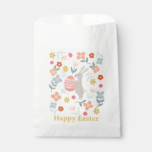 Sachets En Papier Lapin de Pâques et fleurs de printemps (Devant)