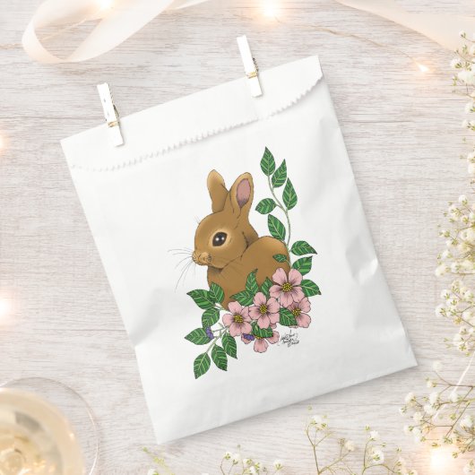 Sachets En Papier Lapin Lapin Fleurs Roses (Coupé)