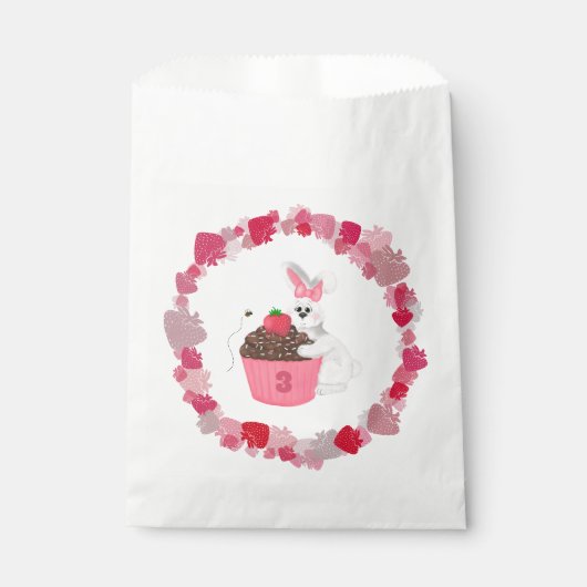 Sachets En Papier Lapin Whimsical, Bee & Strawberry Cupcake Annivers (Devant)