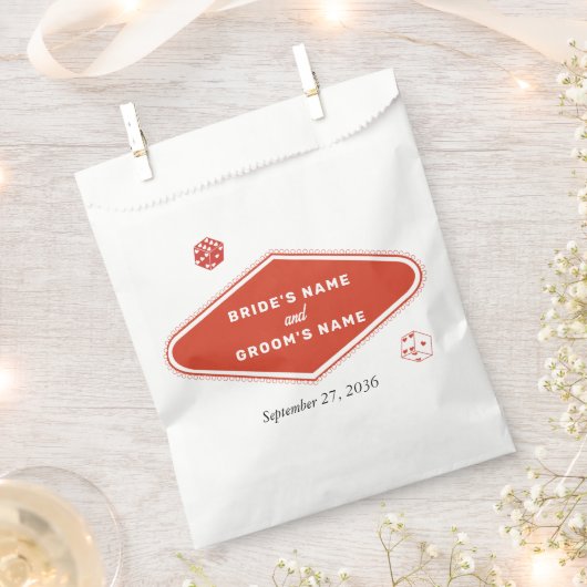 Sachets En Papier Las Vegas Casino Destination Mariage Rouge Blanc (Coupé)