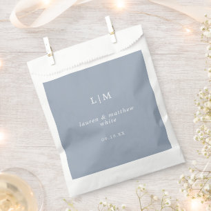 Sachets En Papier Lauren Dusty Blue Monogram Mariage élégant
