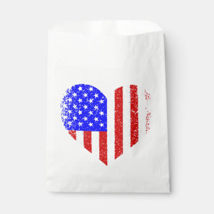Sachets En Papier le coeur du drapeau américain