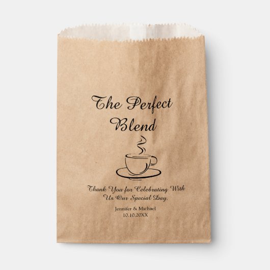 Sachets En Papier le mélange parfait, mariage merci café (Devant)