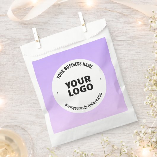 Sachets En Papier Légère lumière violette ombrée et votre logo d'ent (Coupé)