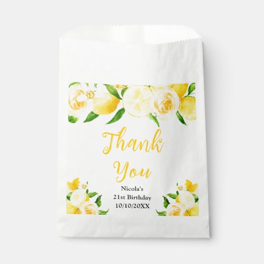 Sachets En Papier Lemons and Foliage Birthday Thank You (Devant)