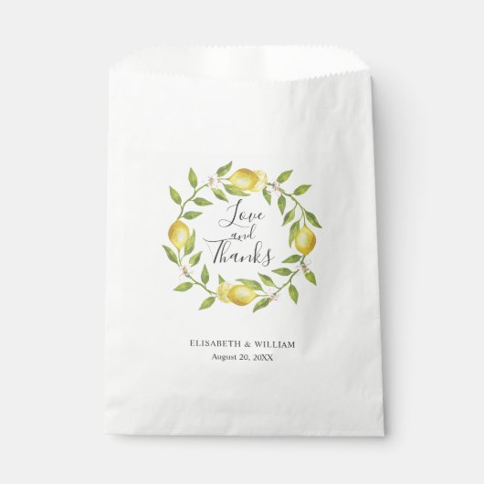 Sachets En Papier Lemons Wreath & Greenery Love and Thanks Mariage (Devant)