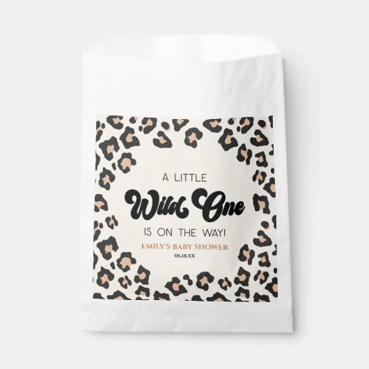 Sachets En Papier Leopard Cheetah Imprimer un Baby shower sauvage (Devant)