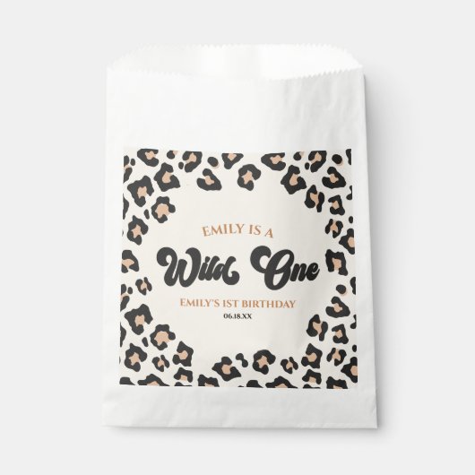 Sachets En Papier Leopard Cheetah Imprimer Wild Un 1er anniversaire  (Devant)