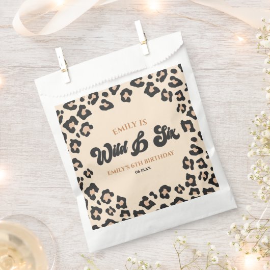 Sachets En Papier Leopard Cheetah Wild et Six Anniversaire (Coupé)