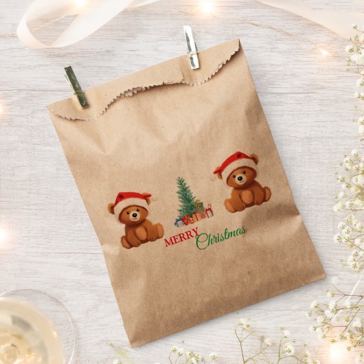 Sachets En Papier Les animaux mignons hiver Ours Père Noël arbre de (Coupé)
