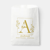 Sachets En Papier Lettre botanique dorée moderne A Personnalisé (Devant)