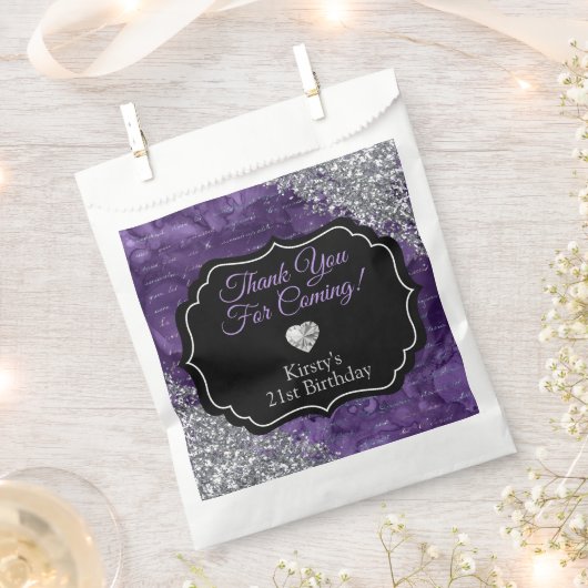 Sachets En Papier Lettres de sirène mauve Merci Parties scintillant  (Coupé)