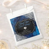 Sachets En Papier Lettres Sirène Bleue Merci Parties scintillant Arg (Coupé)