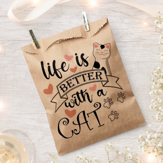 Sachets En Papier Life is Better With a Cat quote slogan (Coupé)