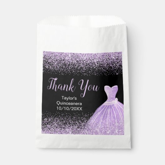 Sachets En Papier Light Purple Dress Faux Glitter Quinceanera (Devant)