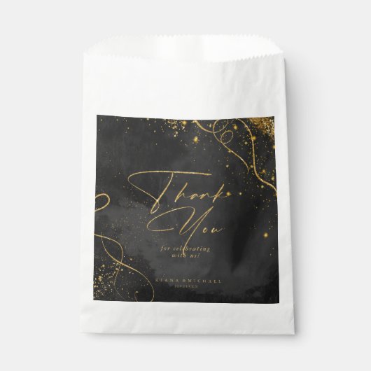 Sachets En Papier Lignes fines Gold Abstrait Mariage noir ID867 (Devant)