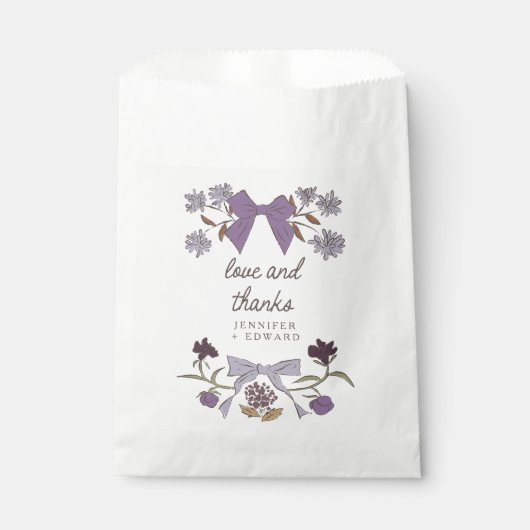 Sachets En Papier Lilac Bows et fleurs Boho Mariage (Devant)
