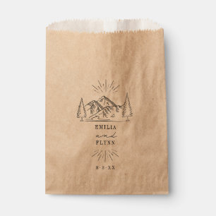 Sachets En Papier Line Art Mountains Mariage Enregistrer La Date Fav