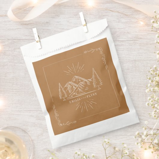 Sachets En Papier Line Art Mountains Mariage Goldenrod Mariage (Coupé)