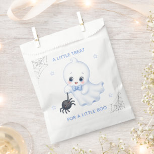 Sachets En Papier Little Boo Ghost Baby Shower Halloween Bleu