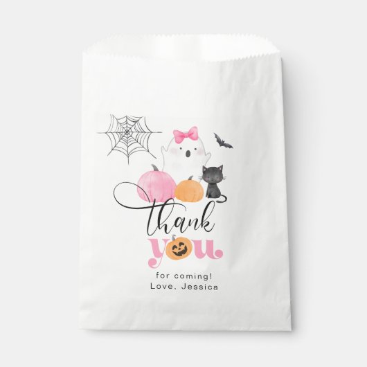 Sachets En Papier Little Boo rose Éffrayant anniversaire merci (Devant)