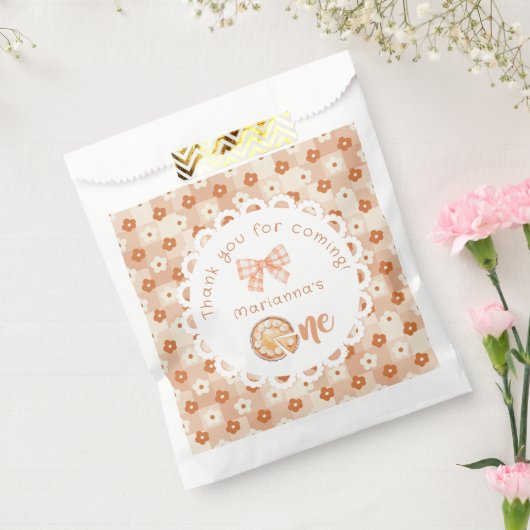 Sachets En Papier Little cutie Pie 1er anniversaire en vichy Merci (Scellé)