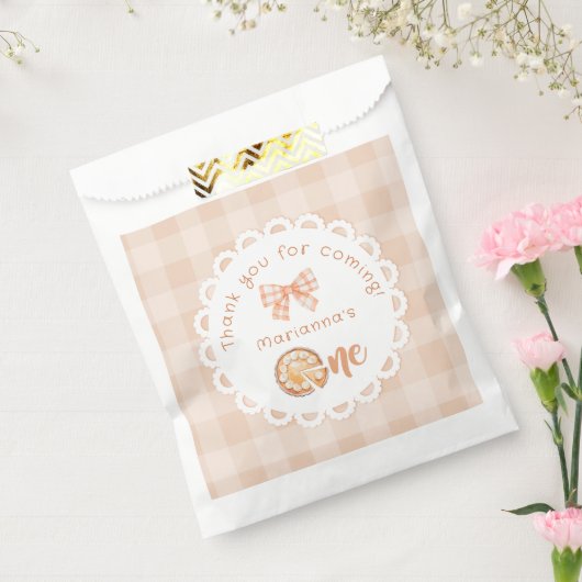 Sachets En Papier Little cutie Pie 1er anniversaire en vichy Merci (Scellé)