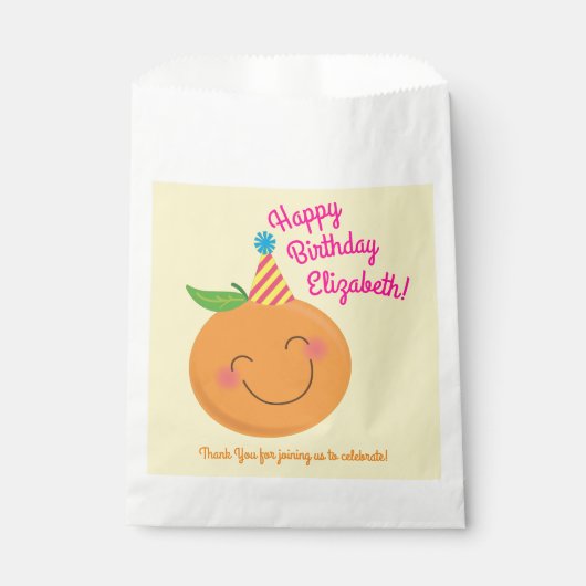 Sachets En Papier Little Cutie Tangerine fête d'anniversaire (Devant)