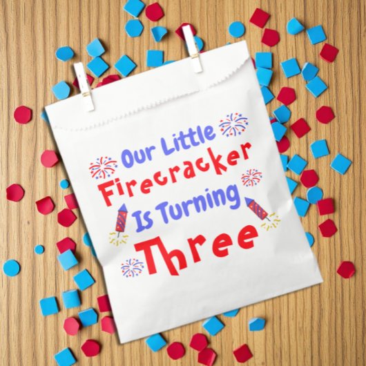 Sachets En Papier Little Firecracker 3ème anniversaire