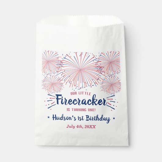 Sachets En Papier Little Firecracker 4 juillet 1er anniversaire (Devant)