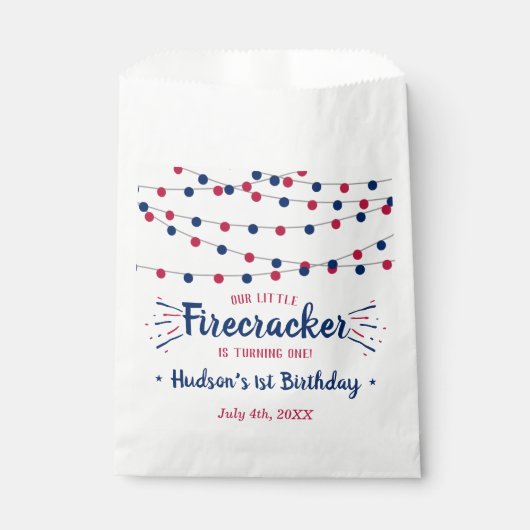 Sachets En Papier Little Firecracker 4 juillet 1er anniversaire (Devant)
