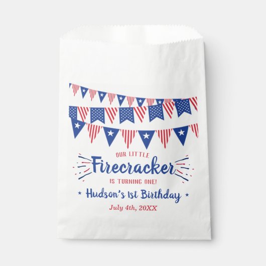 Sachets En Papier Little Firecracker 4 juillet 1er anniversaire (Devant)