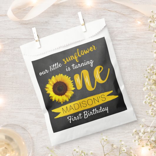 Sachets En Papier Little Sunflower 1ère fête d'anniversaire (Coupé)