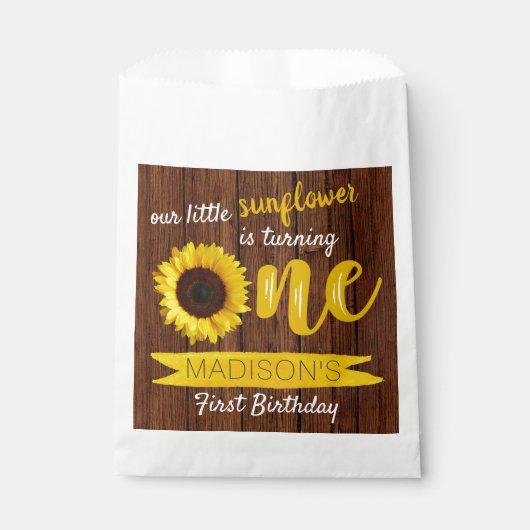 Sachets En Papier Little Sunflower 1ère fête d'anniversaire (Devant)