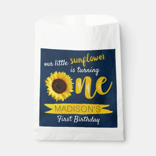 Sachets En Papier Little Sunflower 1ère fête d'anniversaire (Devant)