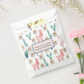 Sachets En Papier Llama rose mignonne et cactus vert personnalisés (Scellé)