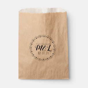Sachets En Papier Logo de mariage géométrique circulaire déco cœur M