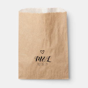 Sachets En Papier Logo de mariage noir incliné à cœur simple