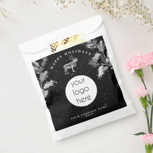 Sachets En Papier Logo de vacances Rustique Noir Blanc Noël (Scellé)