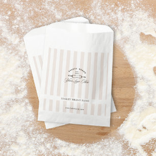 Sachets En Papier Logo élégant de boulangerie rayé rose vintage fran