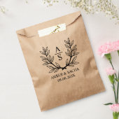 Sachets En Papier Logo Mariage Monogramme Personnalisé Avec Wreath (Scellé)