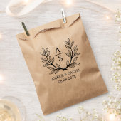 Sachets En Papier Logo Mariage Monogramme Personnalisé Avec Wreath (Coupé)