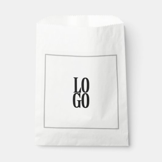 Sachets En Papier Logo personnalisé avec cadre gris simple (Devant)
