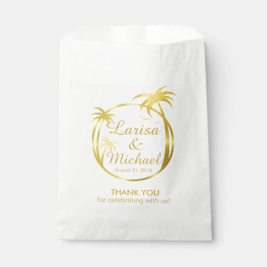 Sachets En Papier Logo tropical de Palm Beach | fausse feuille d'or (Devant)