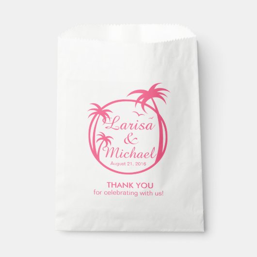 Sachets En Papier Logo tropical de Palm Beach | rose (Devant)